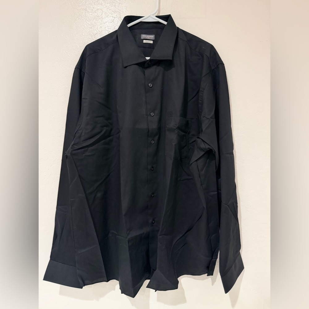 Van Heusen Flex Regular Fit Stretch Classic Black Button Up Shirt size 2XL